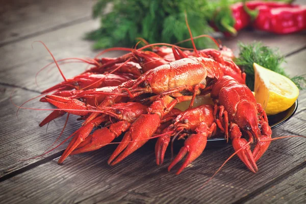 Cangrejo Río Rojo Cocido Con Hierbas Limón — Foto de Stock