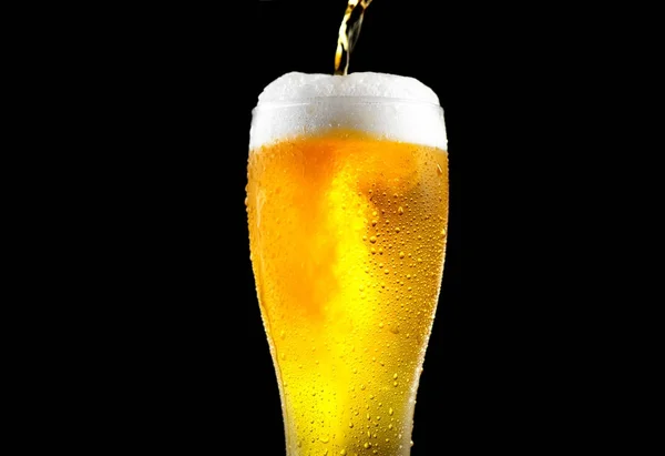 Cerveja Leve Artesanato Frio Vidro Com Gotas Água Contra Fundo Fotografias De Stock Royalty-Free