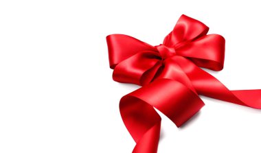 kırmızı saten hediye yay. Şerit. beyaz izole