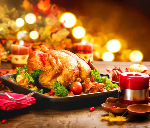 Holiday Palona Turcja Świąteczny Obiad Niewyraźne Tło — Zdjęcie stockowe