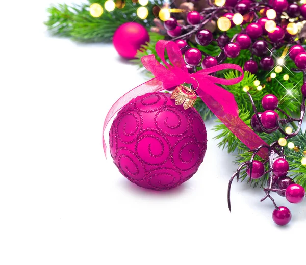 Close View Pink Christmas Decoration White Background — Stock Photo, Image