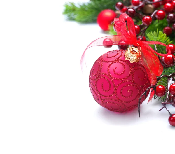 Close View Red Christmas Decoration White Background Stock Picture