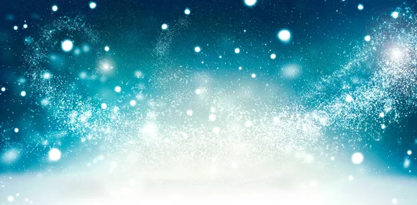 雪の結晶と青いクリスマスの冬の背景 — ストック写真