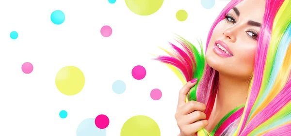 Girl Portrait Colorful Makeup Hairstyle — Stock Photo, Image