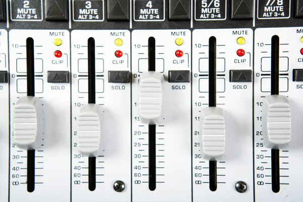 音响混音器控制面板 — 图库照片