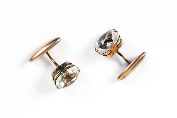 Ancient gold men's cuff links with rock crystal