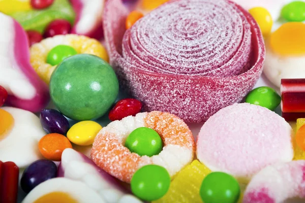 Colorful candies and jellies background — Stock Photo, Image