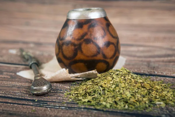 Yerba mate taza y paja — Foto de Stock