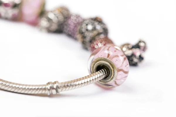 Silver charm bracelet — Stock Photo, Image