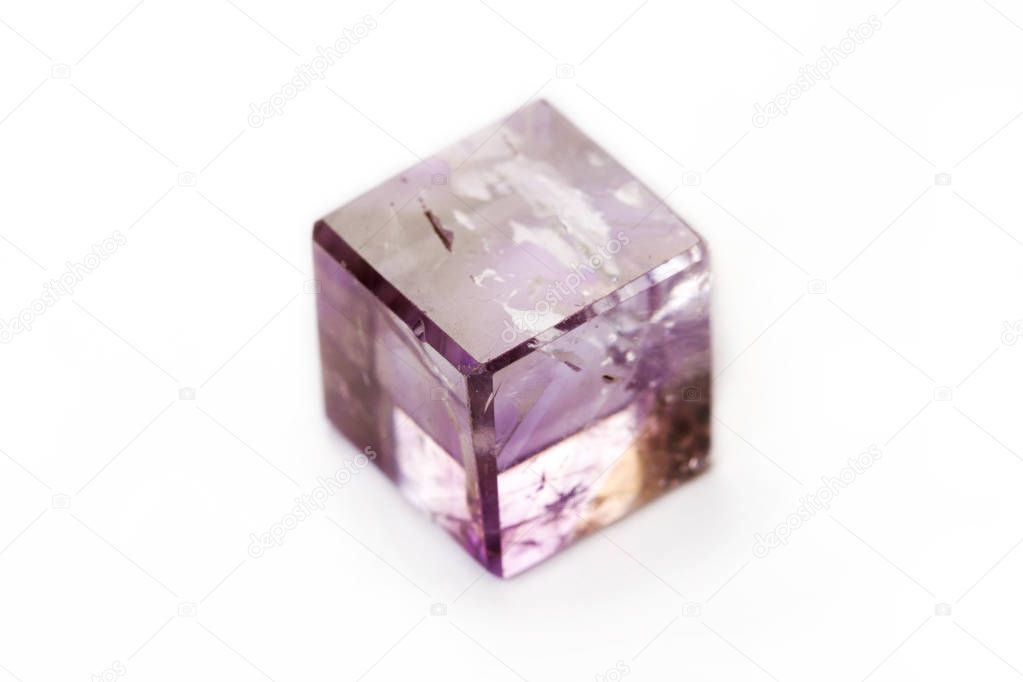 Amethyst cube isolated on a white background