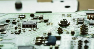 Eski yeşil bilgisayar yönetim kurulu, teknoloji detay