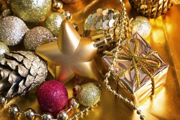 Vánoční zlaté pozadí — Stock fotografie