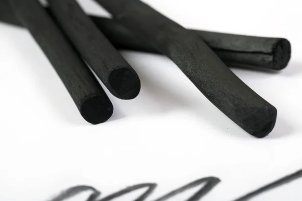 Charcoal Artwork Equipment White Paper — Stock Photo, Image