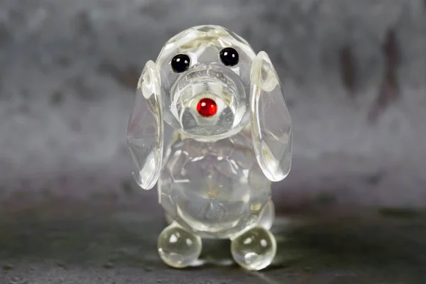Cristal cão no fundo cinza — Fotografia de Stock