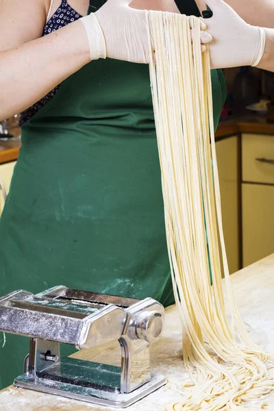 Fresh pasta  on kitchen table