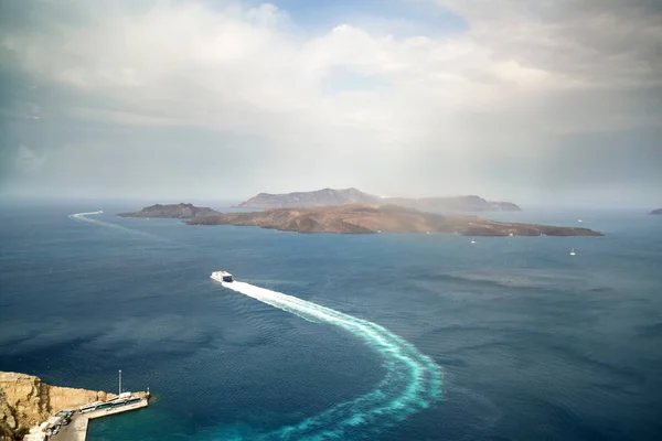 Greece Thira Island Santorini Port Panoramic Top View — Stock Photo, Image