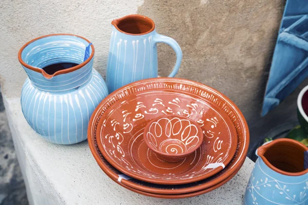 Tradicional Cretense Pintados Pratos Cerâmica Para Venda Uma Loja Centro — Fotografia de Stock