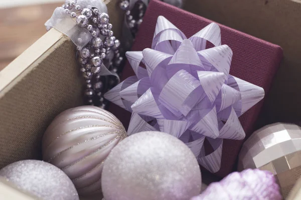 Decorations in a wooden box