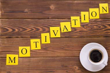 Motivasyon çapraz yazıt ve kahve