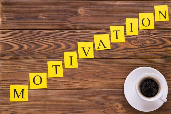 Motivasyon çapraz yazıt ve kahve