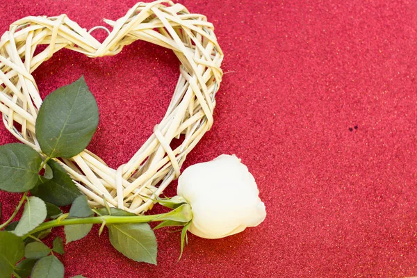 Valentinstag-Konzept mit weißer Rose — Stockfoto