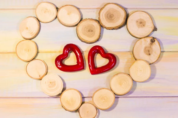 The concept of St.Valentines day with a frame of tree circles — Stock Photo, Image