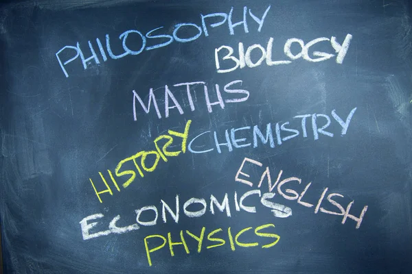 Education concept on a black chalkboard — Stock Photo, Image