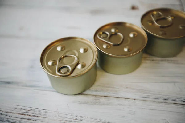 Tin cans with pet food