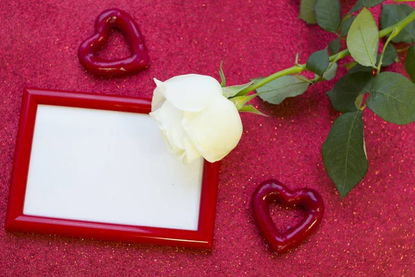 Concepto de San Valentín con una rosa blanca — Foto de Stock