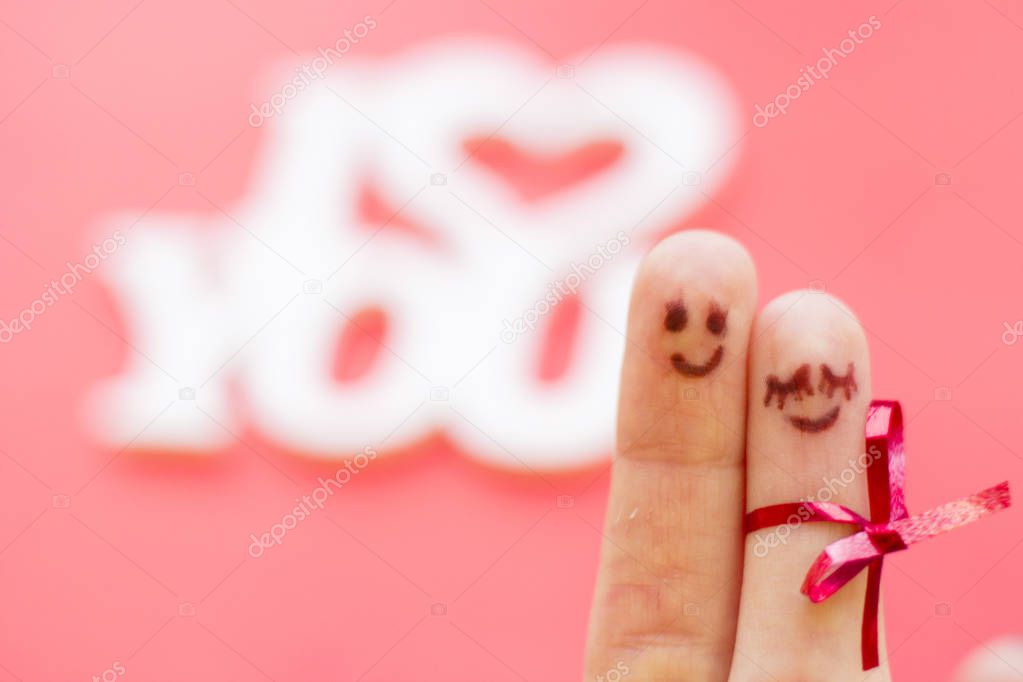 St. Valentines Day concept with finger couple