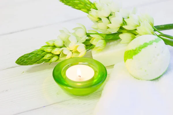 Spa concept with a candle Stock Image