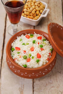 Shai pulao veya sebze pilav ve sebze Hint biryani