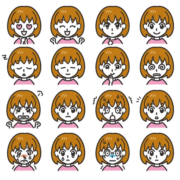 Girl expressions 01 — Stock Vector