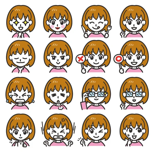 Girl expressions 02 — Stock Vector