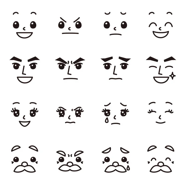 Facial expression emotions set 02 — Stock Vector