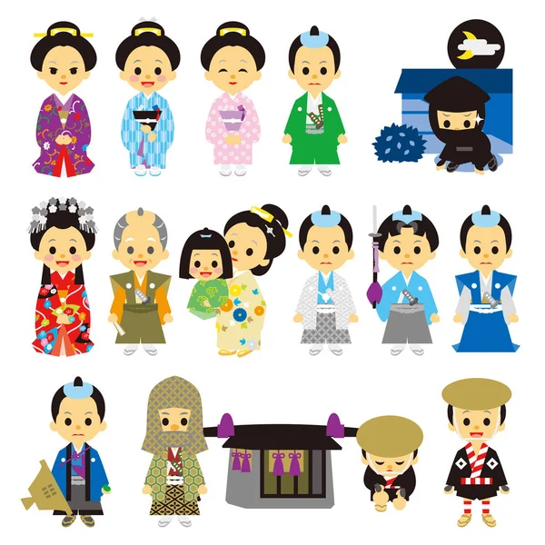 Люди з періоду Едо Японія 02 самураїв — стоковий вектор