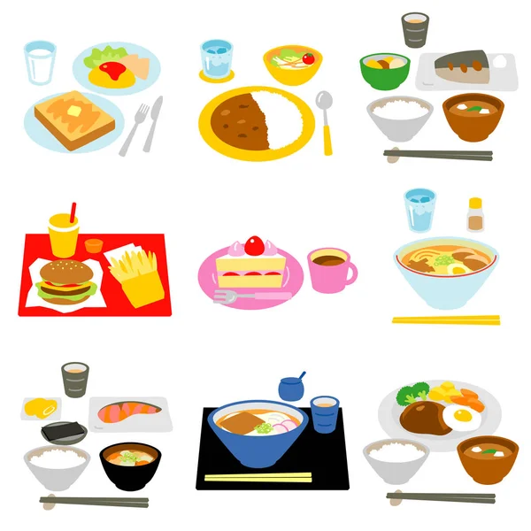 典型的饭食在日本 — 图库矢量图片