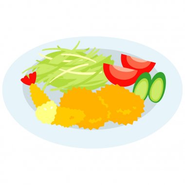 kızarmış karides ve kroket illüstrasyon