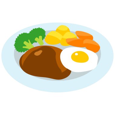 Hamburg biftek ve kızarmış yumurta illüstrasyon