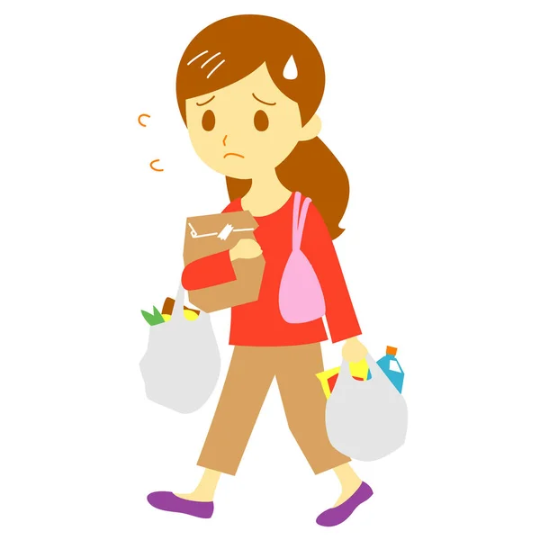 Young woman carrying heavy shopping bags — Stock Photo, Image