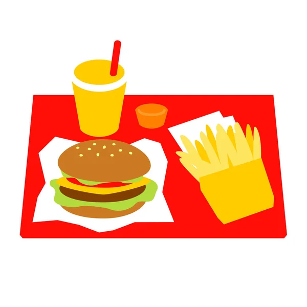 Hamburger und Pommes, trinken — Stockfoto