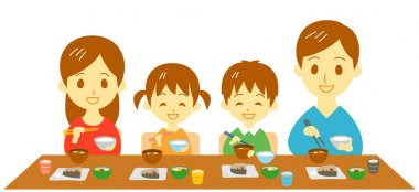 Yemekte, Japon yemek genç aile