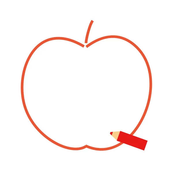 Molduras a lápis coloridas, forma de maçã — Fotografia de Stock