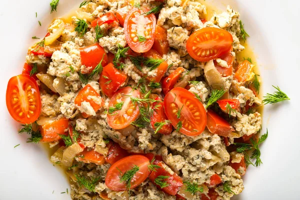 omlet Biber soğan ve domates ile