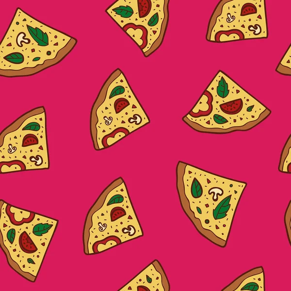 Ilustração do vetor da pizza, padrão sem emenda . — Vetor de Stock