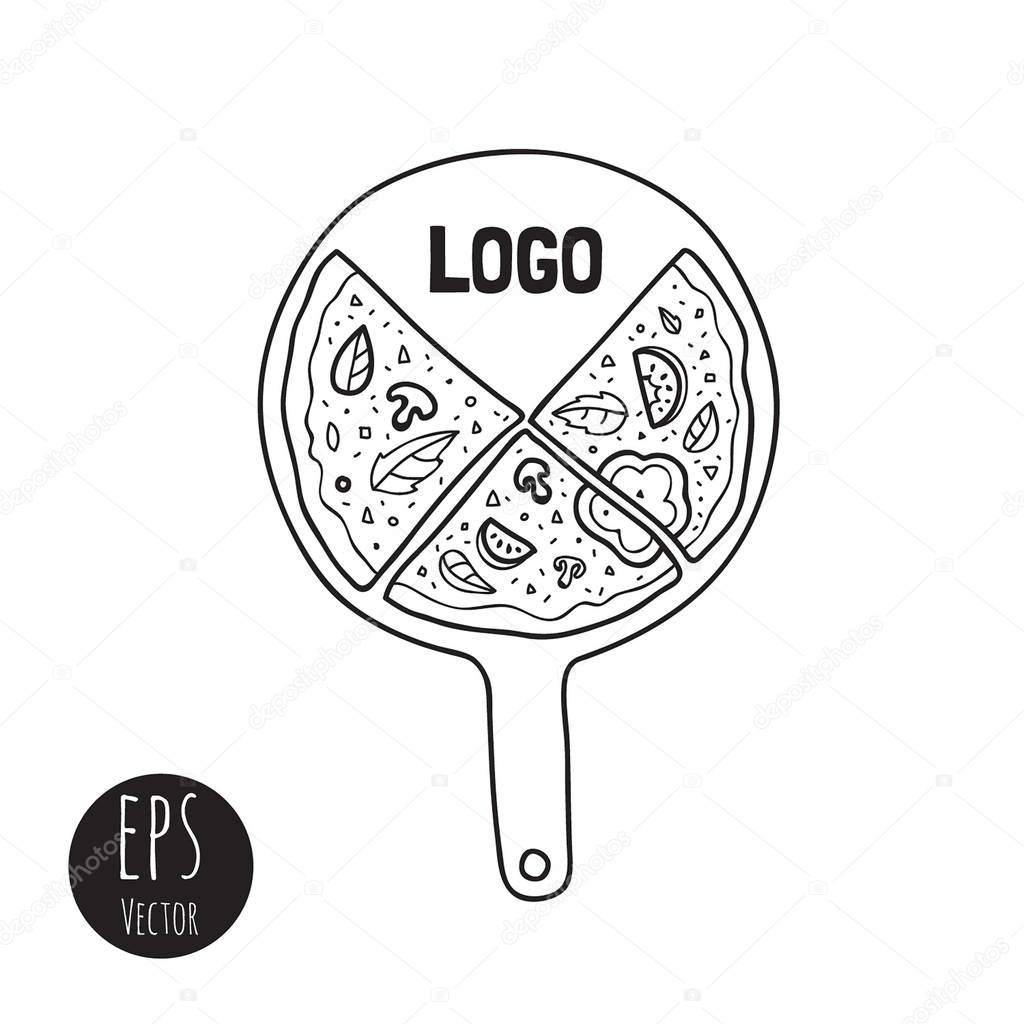 Pizza on the board, vector illustration. You can add your logo.