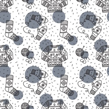 Kış giysileri, vektör seamless modeli