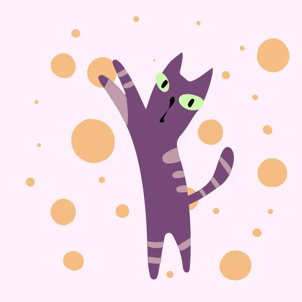 Kedilerle Vektör Çizimi Tatlı Çocuk Baskısı — Stok Vektör
