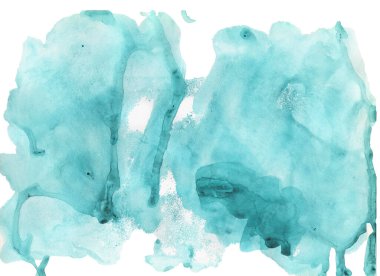 Suluboya el, beyaz arka planda izole edilmiş çamaşır lekesi çizmiş. Tasarımınız için mavi suluboya leke. Uzay teması. Duvar kağıdı, etiket, poster, ambalaj, kartpostal için örnek ögesi.