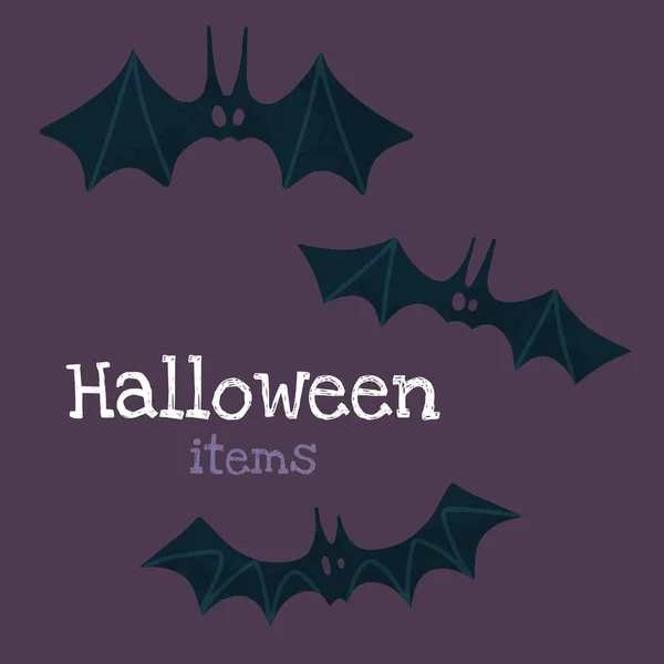 Helloween Vektor Stock Illustration Med Halloween Grejer Fladdermöss Handritad Stil — Stock vektor